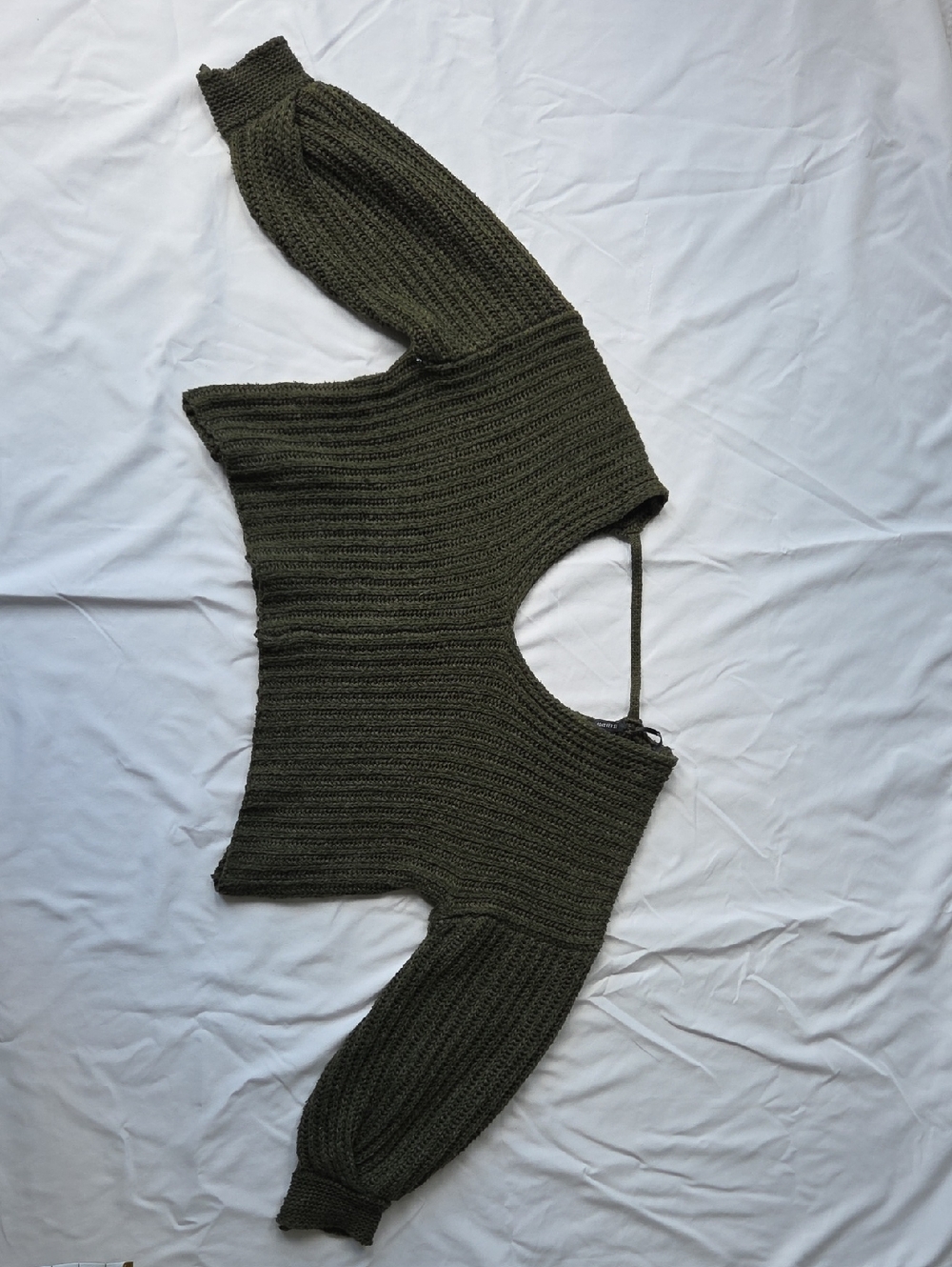 Forever 21 Olive Off-Shoulder Ribbed Knit Sweater